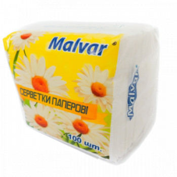 Серветки до столу Malvar 100 шт БІЛІ (16шт/80 уп) 0012 Серветки до столу Malvar 100 шт БІЛІ (16шт/80 уп) 0012