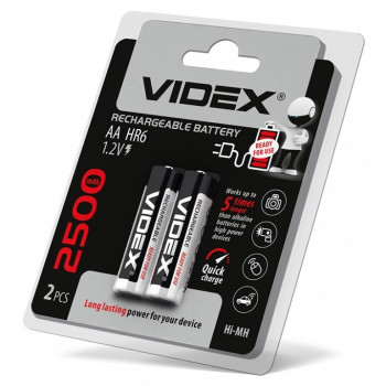 Акумулятор @ VIDEX HR6/AA 2500mAh 1.2V 2шт/пл (20шт/уп) 291802 Акумулятор @ VIDEX HR6/AA 2500mAh 1.2V 2шт/пл (20шт/уп) 291802
