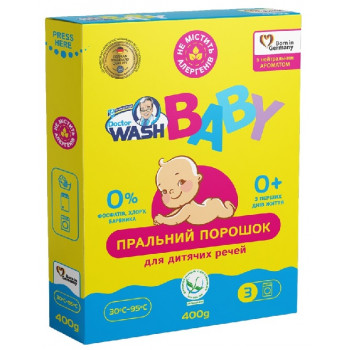 Пральний @ порошок картон Doctor Wash Baby 400г з Нейтральним ароматом універсал. (8шт) 1293 Пральний @ порошок картон Doctor Wash Baby 400г з Нейтральним ароматом універсал. (8шт) 1293