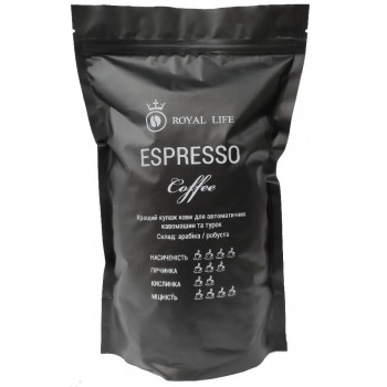 Кава @ в зернах купаж 500 гр Royal Life Espresso (10 арабіка/90 робуста) Кава @ в зернах купаж 500 гр Royal Life Espresso (10 арабіка/90 робуста)