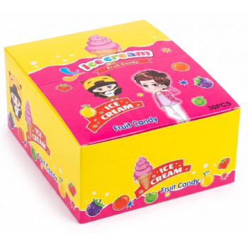 Льодяник + драже ICE CREAM Fruit Candy в кор. 20/30*7.5гр ціна за уп. 9612 Льодяник + драже ICE CREAM Fruit Candy в кор. 20/30*7.5гр ціна за уп. 9612
